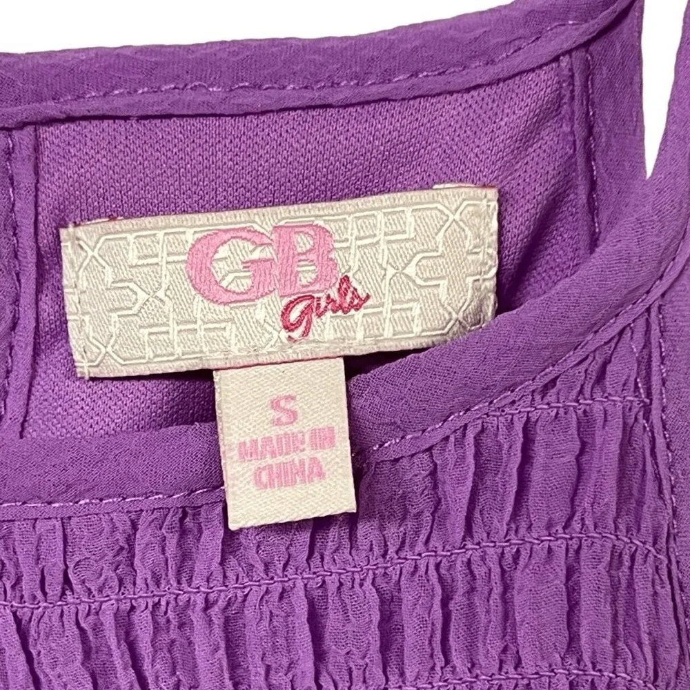 GB Girls Purple Dress Smocked Halter Size S Sleeveless Party Casual Dress New‎